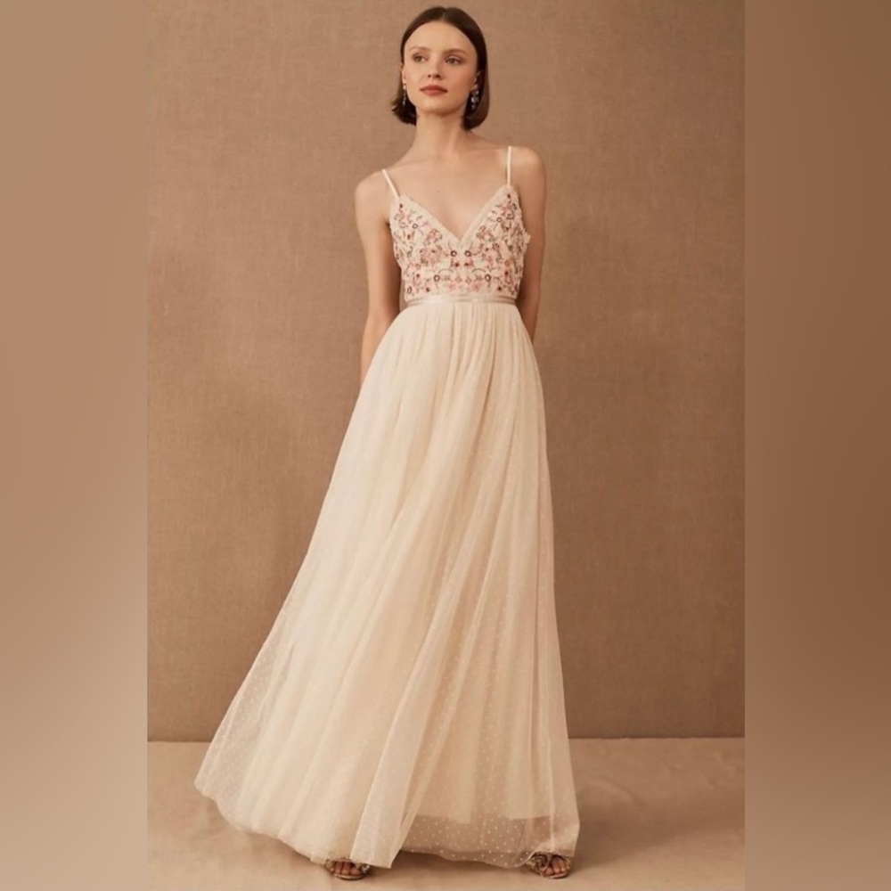 BHLDN Needle & Thread Elsie Cami Maxi Dress Embroidered Gown Wedding